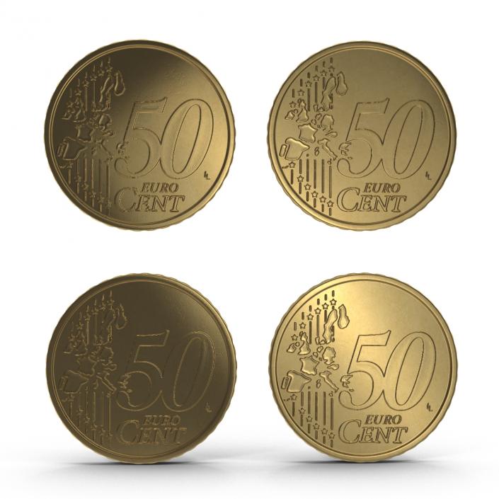 50 Euro Cents 3D Models Collection 3D model