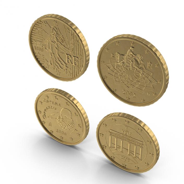 50 Euro Cents 3D Models Collection 3D model