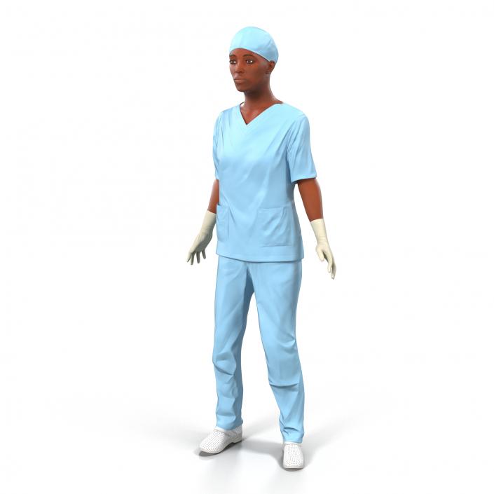 3D model Female Surgeon African American Rigged 2