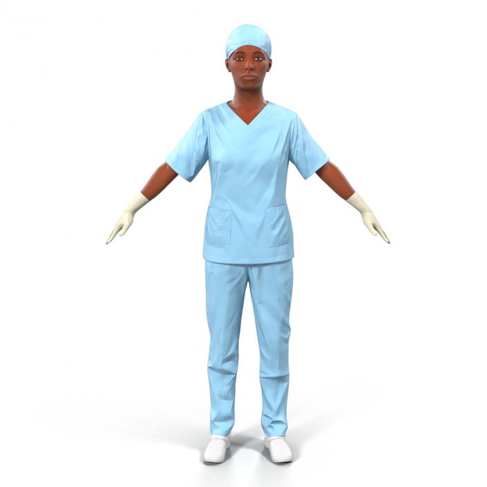 3D model Female Surgeon African American Rigged 2