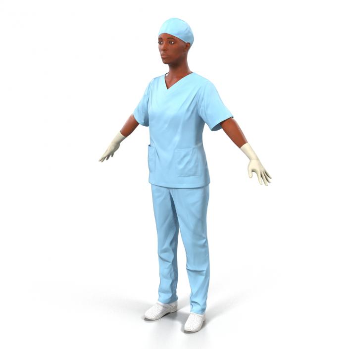 3D model Female Surgeon African American Rigged 2