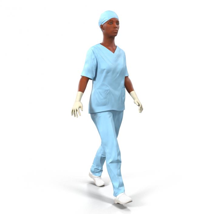 3D model Female Surgeon African American Rigged 2