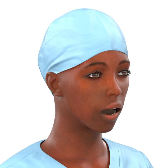 3D model Female Surgeon African American Rigged 2