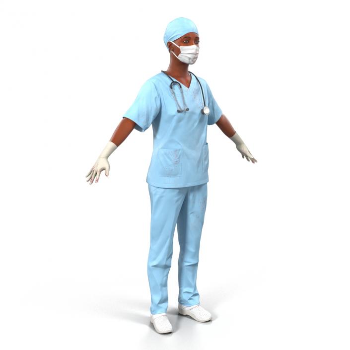 Female Surgeon African American Rigged with Blood 3D model