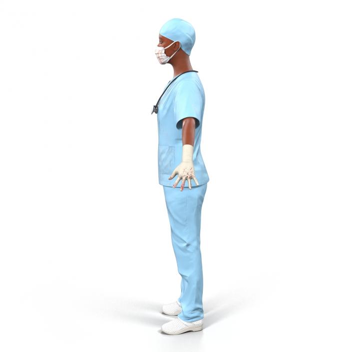 Female Surgeon African American Rigged with Blood 3D model