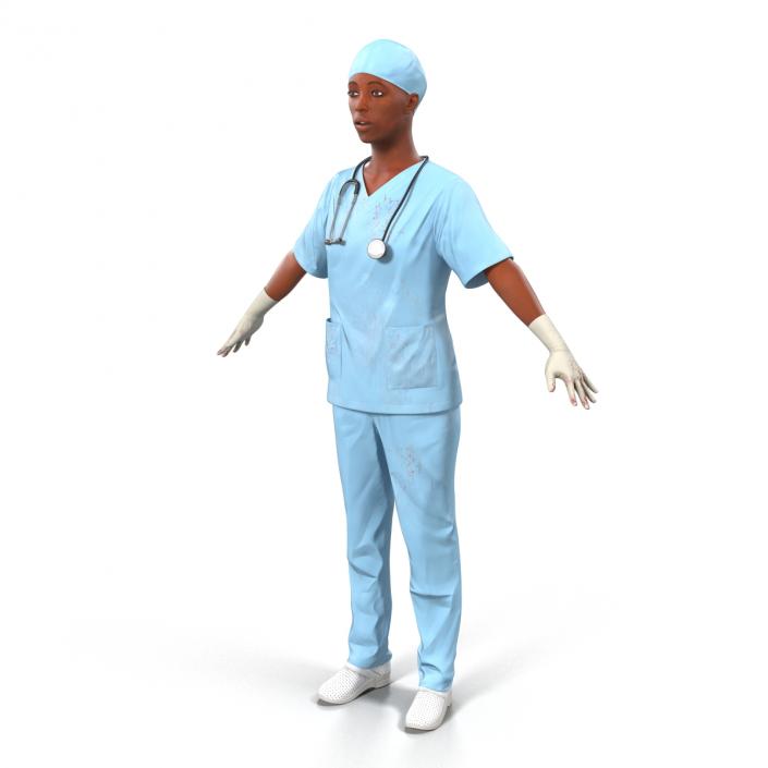 Female Surgeon African American Rigged with Blood 3D model