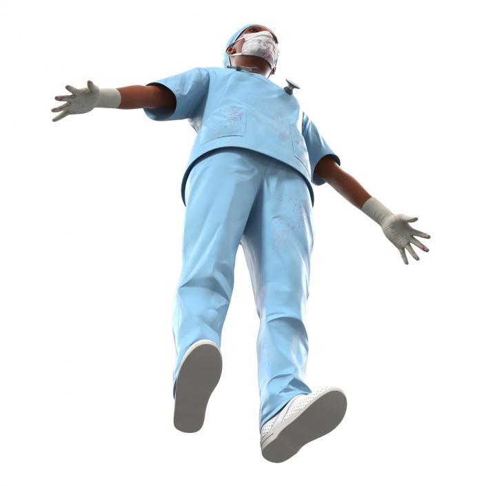 Female Surgeon African American Rigged with Blood 3D model