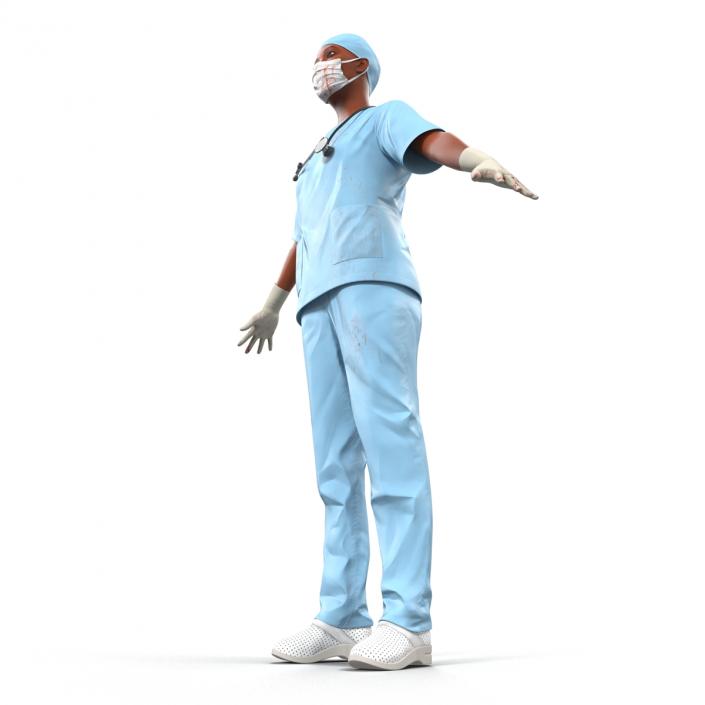 Female Surgeon African American Rigged with Blood 3D model