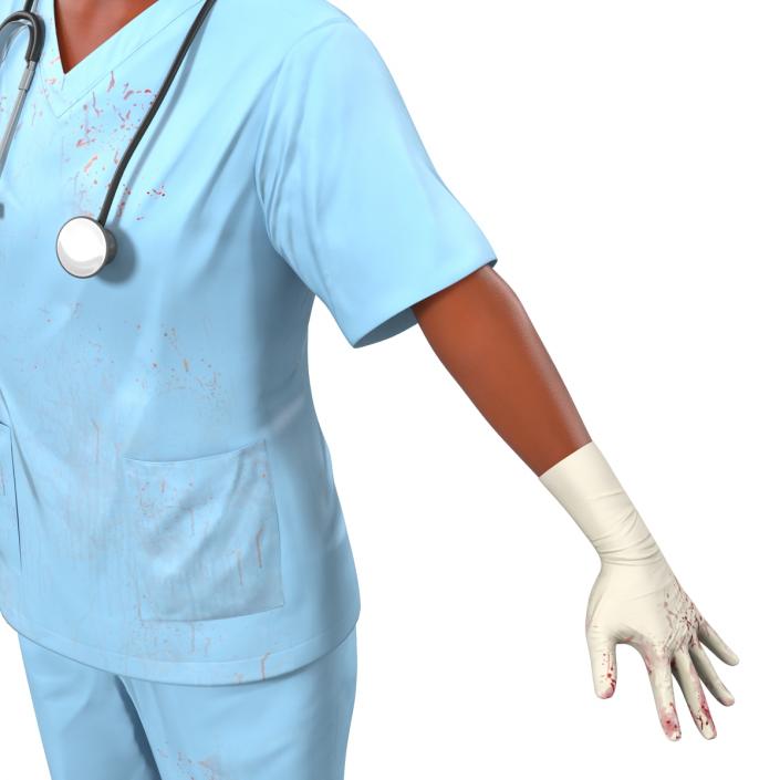 Female Surgeon African American Rigged with Blood 3D model