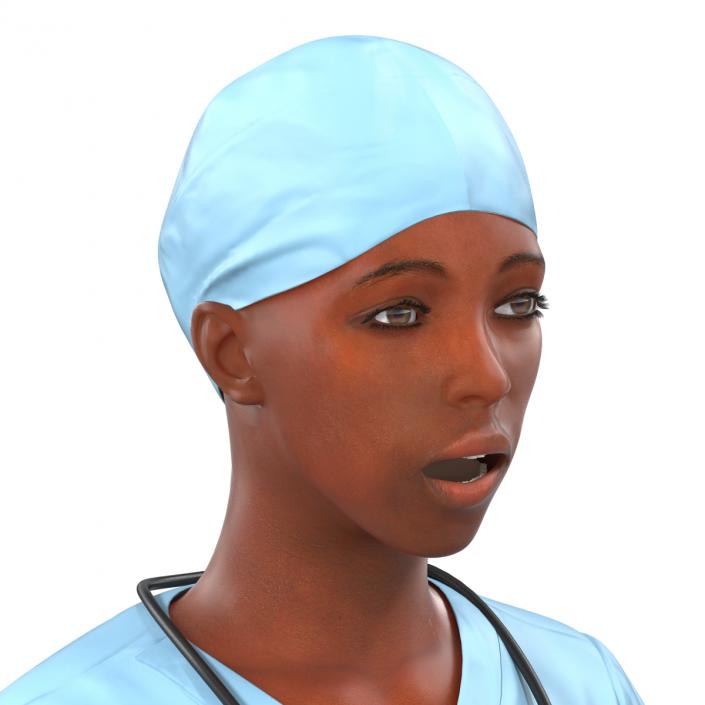 Female Surgeon African American Rigged with Blood 3D model