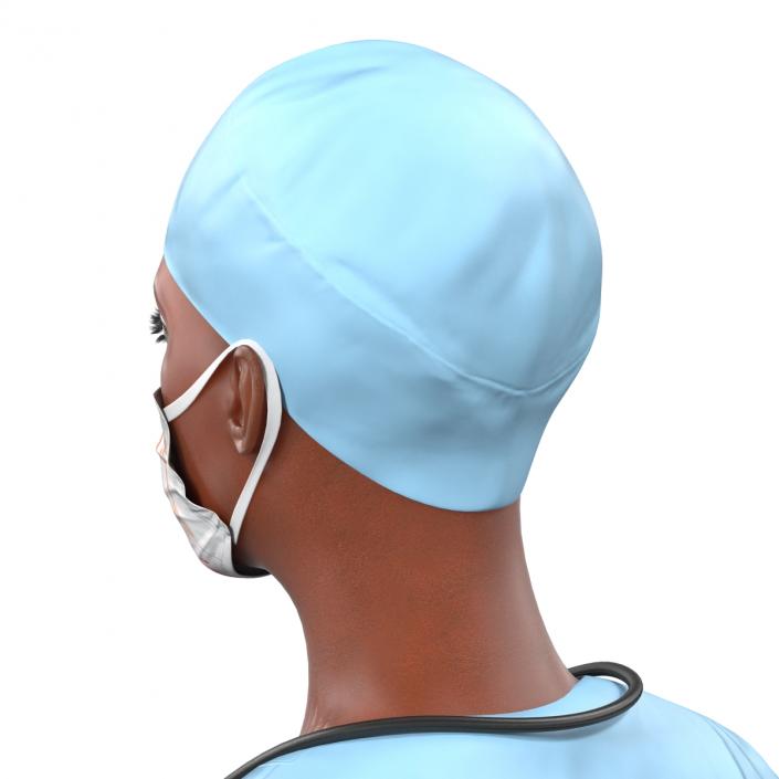 Female Surgeon African American Rigged with Blood 3D model