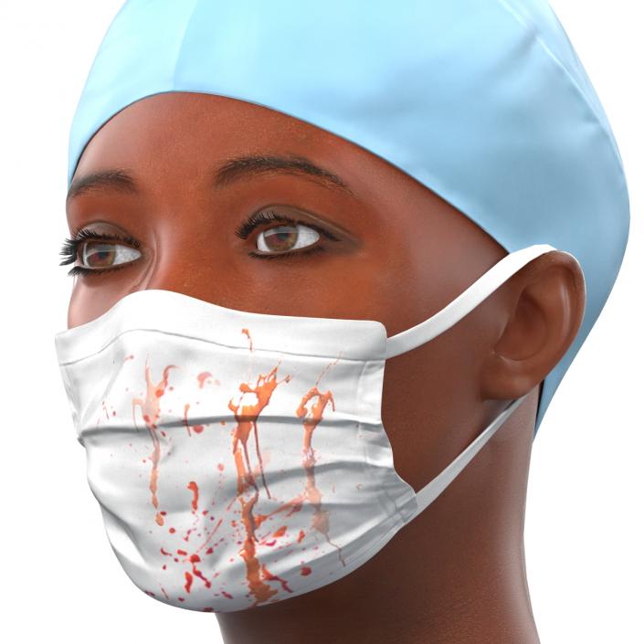 Female Surgeon African American Rigged with Blood 3D model