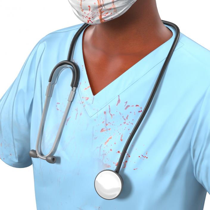 Female Surgeon African American Rigged with Blood 3D model