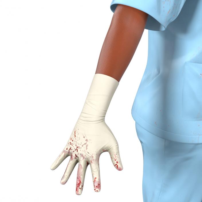 Female Surgeon African American Rigged with Blood 3D model