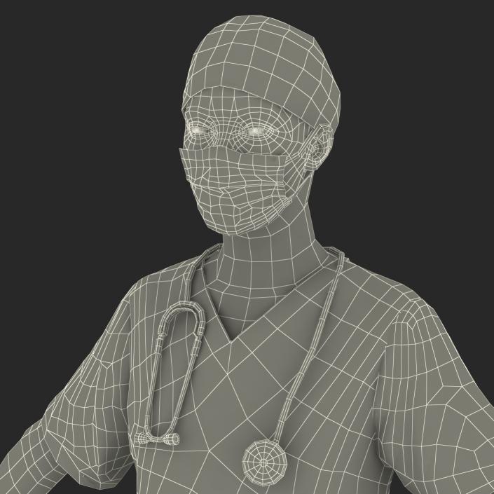 Female Surgeon African American Rigged with Blood 3D model