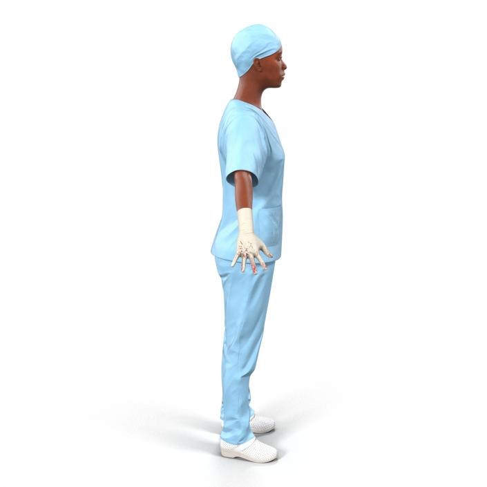 3D Female Surgeon African American Rigged 2 with Blood