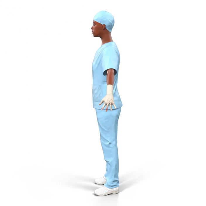 3D Female Surgeon African American Rigged 2 with Blood