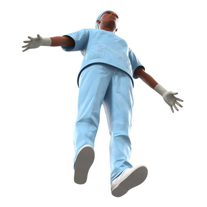 3D Female Surgeon African American Rigged 2 with Blood