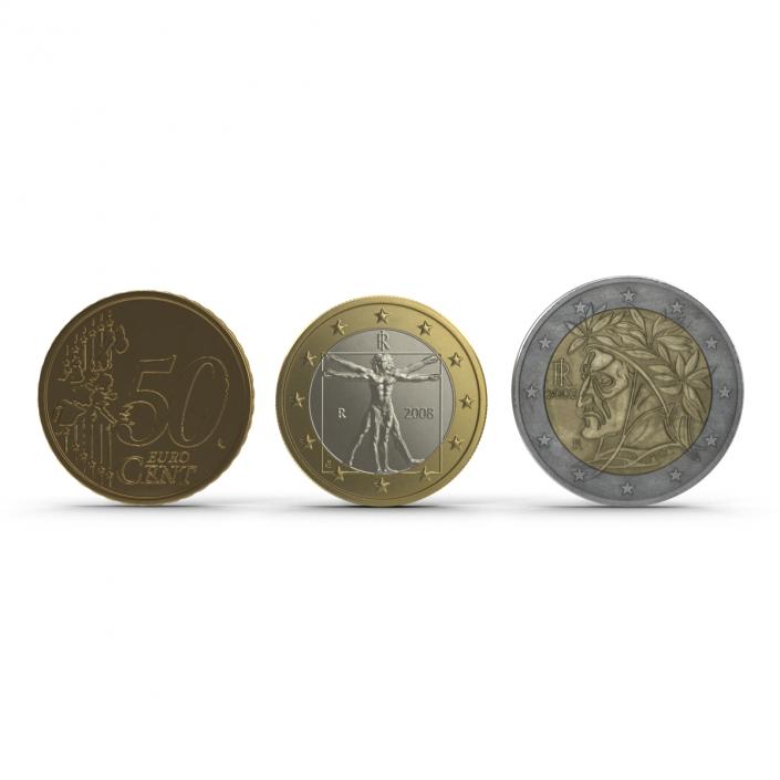 Italian Euro Coins 3D Models Collection 3D model