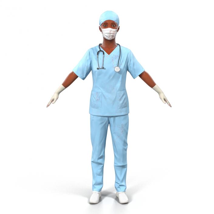 Female Surgeon African American with Blood 3D