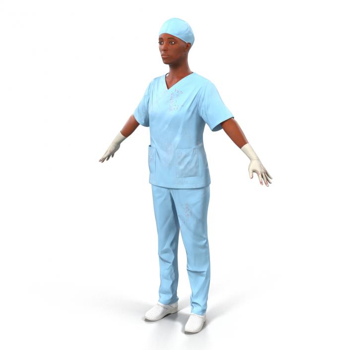 Female Surgeon African American with Blood 3D