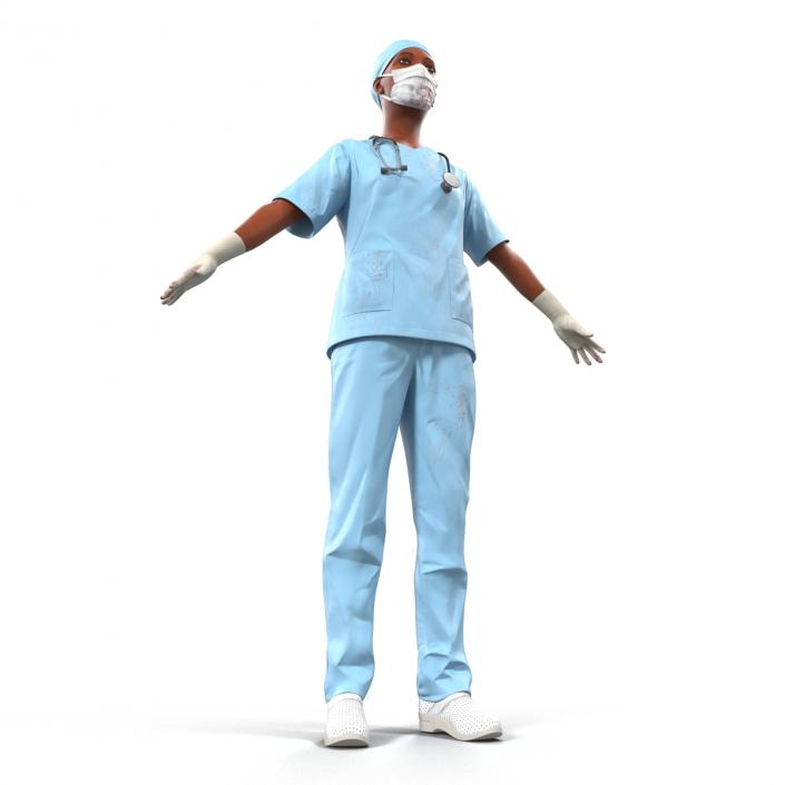 Female Surgeon African American with Blood 3D