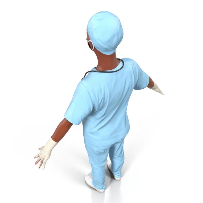 Female Surgeon African American with Blood 3D