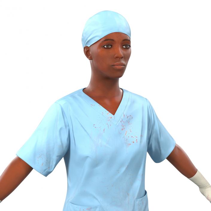 Female Surgeon African American with Blood 3D