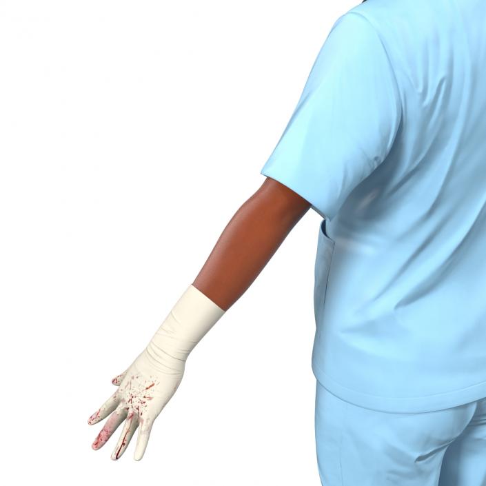 Female Surgeon African American with Blood 3D