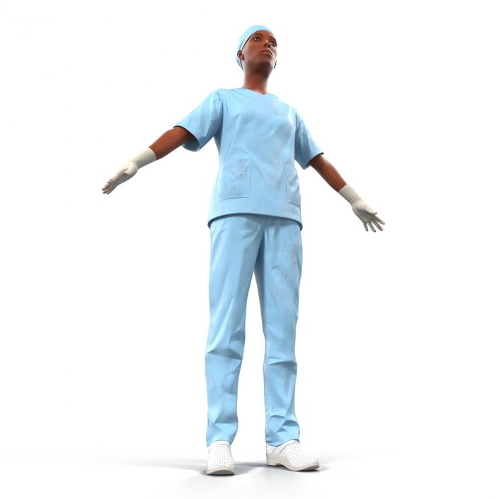 Female Surgeon African American 2 with Blood 3D model