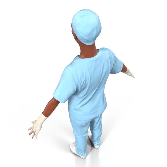 Female Surgeon African American 2 with Blood 3D model