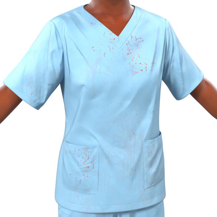 Female Surgeon African American 2 with Blood 3D model