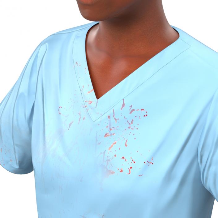 Female Surgeon African American 2 with Blood 3D model