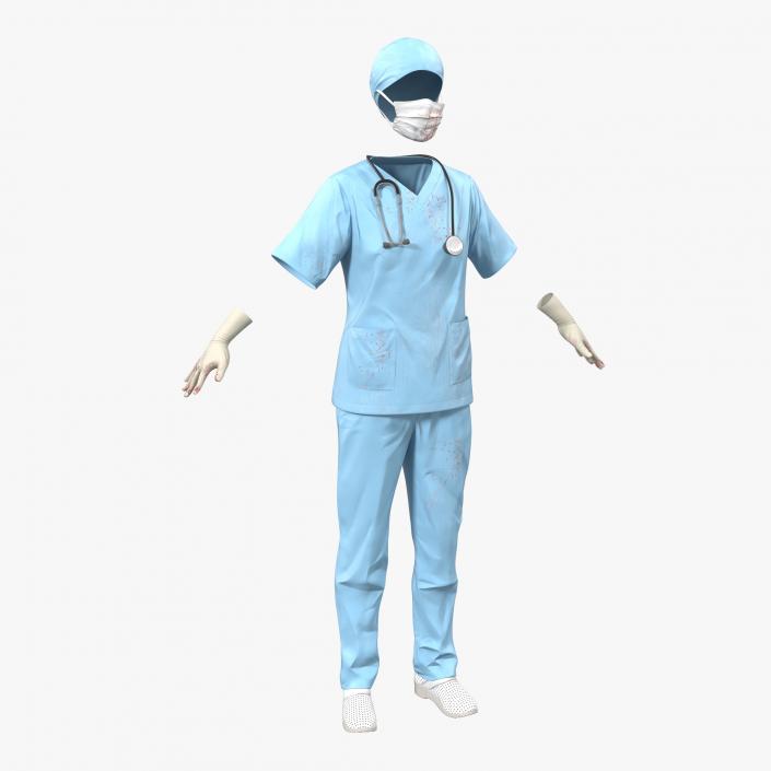 Female Surgeon Dress 10 with Blood 3D model