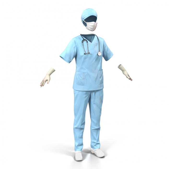 Female Surgeon Dress 10 with Blood 3D model