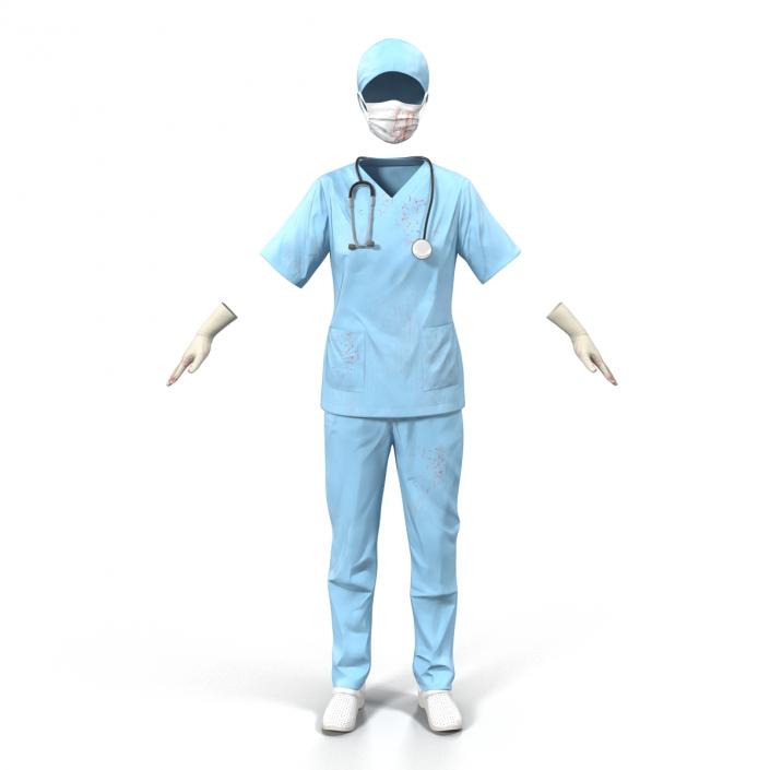 Female Surgeon Dress 10 with Blood 3D model