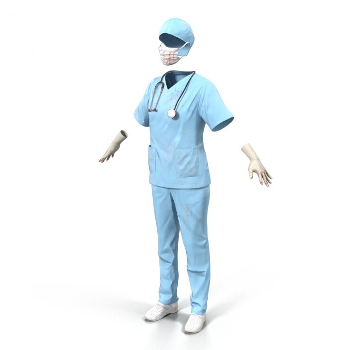 Female Surgeon Dress 10 with Blood 3D model