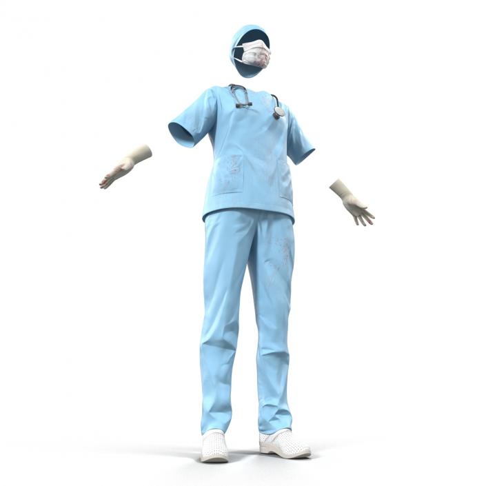 Female Surgeon Dress 10 with Blood 3D model