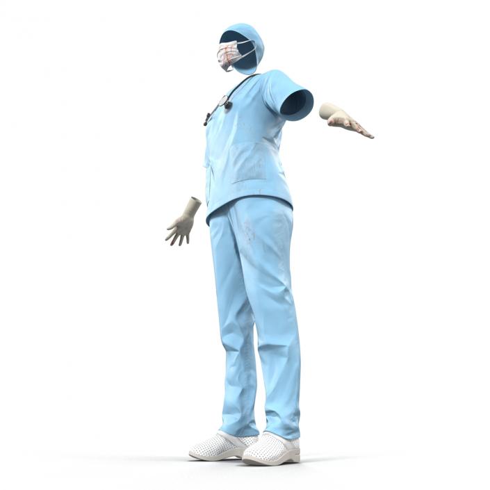 Female Surgeon Dress 10 with Blood 3D model