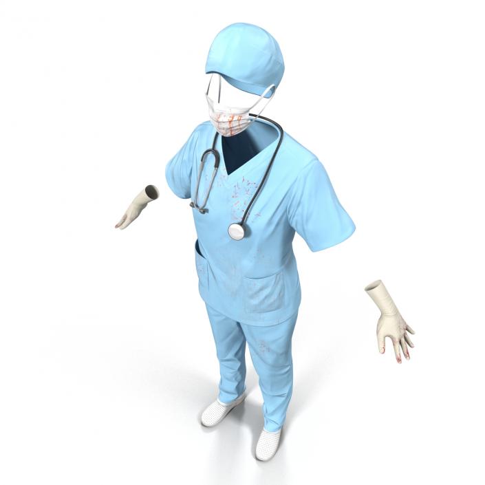 Female Surgeon Dress 10 with Blood 3D model