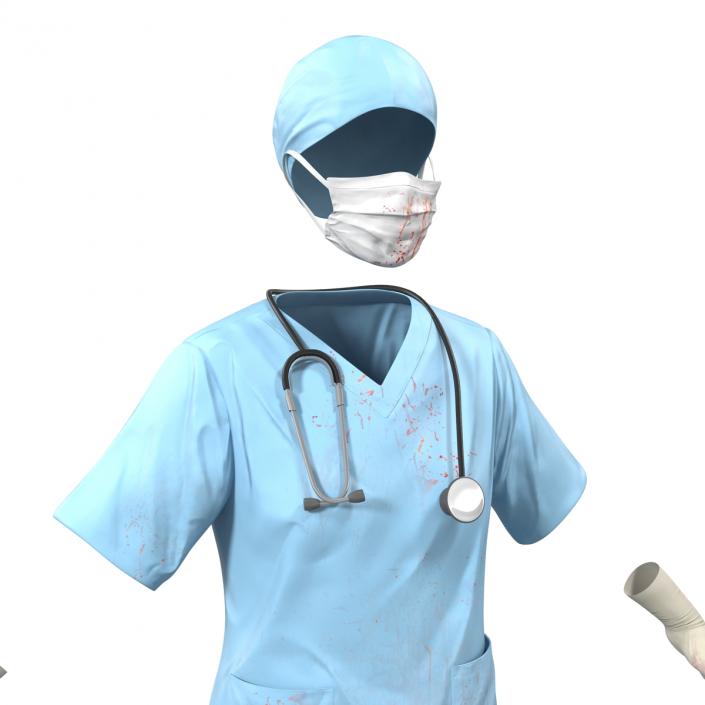 Female Surgeon Dress 10 with Blood 3D model