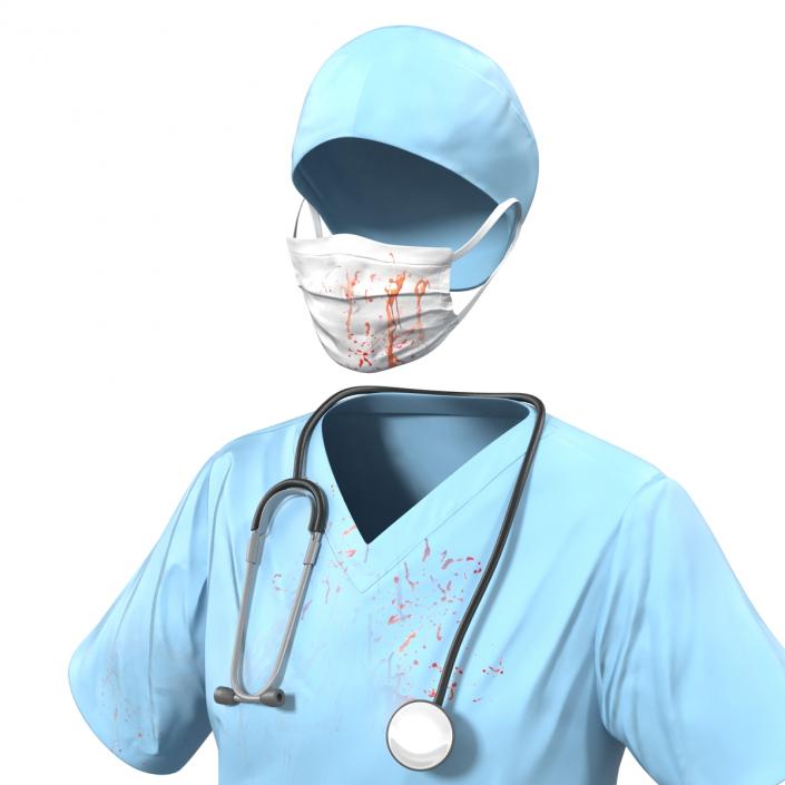 Female Surgeon Dress 10 with Blood 3D model