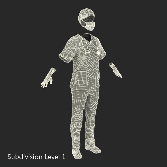 Female Surgeon Dress 10 with Blood 3D model