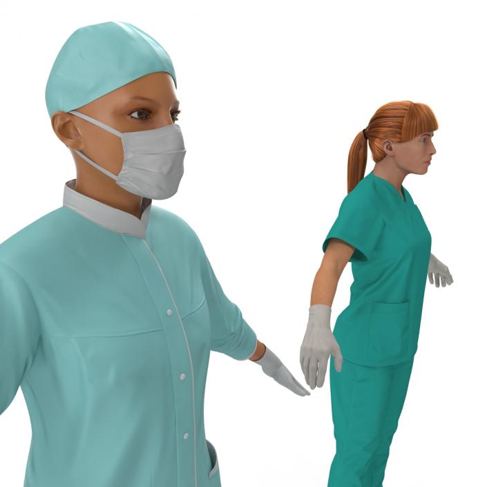 Female Rigged Doctors 3D Models Collection 3D