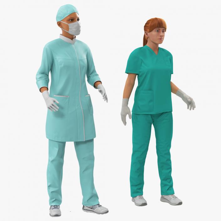 Female Rigged Doctors 3D Models Collection 3D