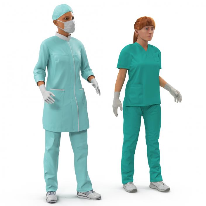 Female Rigged Doctors 3D Models Collection 3D