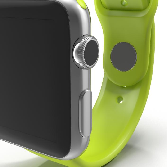 Apple Watch 38mm Fluoroelastomer Green Sport Band 3D model