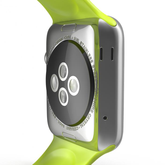 Apple Watch 38mm Fluoroelastomer Green Sport Band 3D model