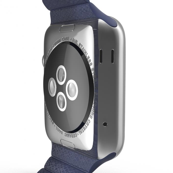 3D Apple Watch 38mm Magnetic Closure Blue Leather Loop