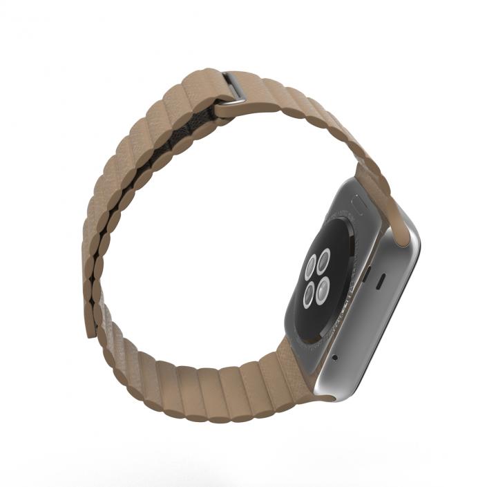 Apple Watch 38mm Magnetic Closure Brown Leather Loop 3D